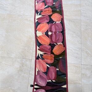 JANE HICKMAN England Photographic Art tulip Print Plum/orange Silk Scarf Europe